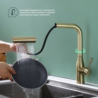 Смеситель для кухни с мультифункциональным изливом Splenka S206.49.03, золотой сатин