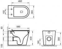 Унитаз приставной напольный BelBagno Flay-r BB1003CBR безободковый, крышка BB2031SC с микролифтом