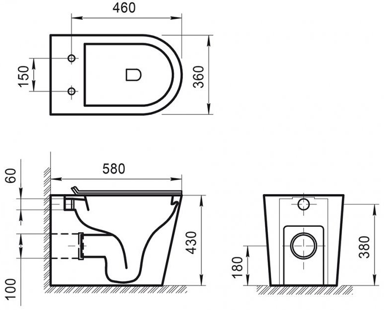 Унитаз приставной напольный BelBagno Flay-r BB1003CBR безободковый, крышка BB2031SC с микролифтом