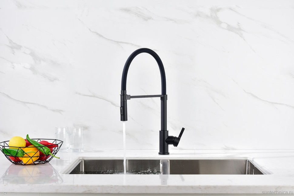 Смеситель для кухни Paulmark Halt Ha214021-AN с гибким изливом, антрацит