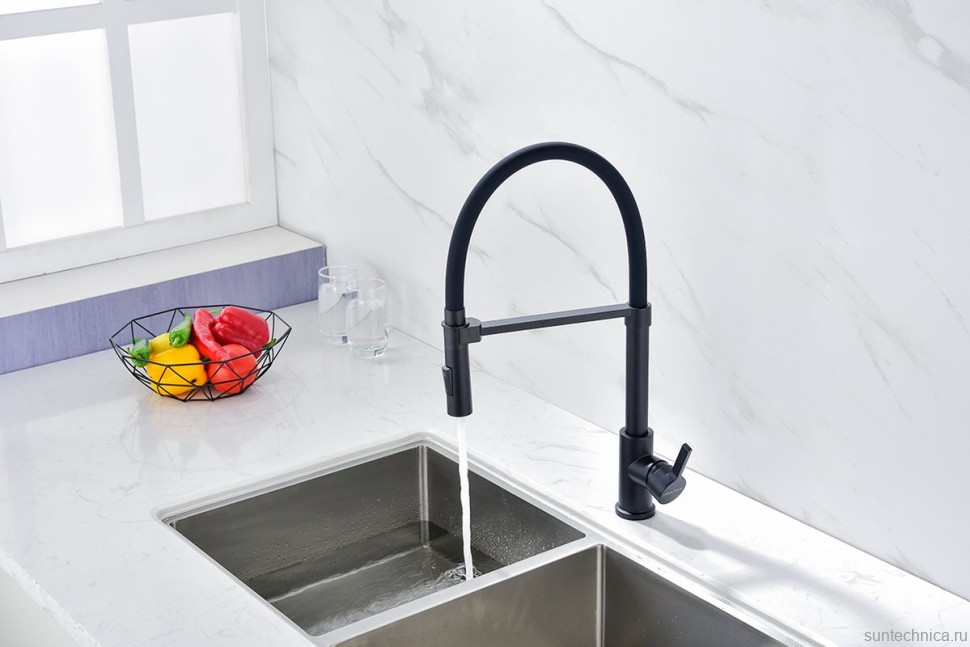 Смеситель для кухни Paulmark Halt Ha214021-AN с гибким изливом, антрацит
