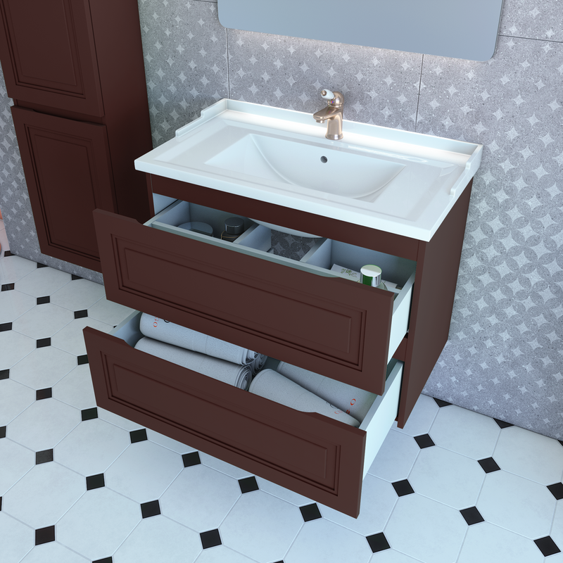 Тумба с раковиной Caprigo Wales Смальти 80 шоколад