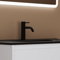 Тумба с раковиной Sancos Libra 90 см белый глянец, черная раковина