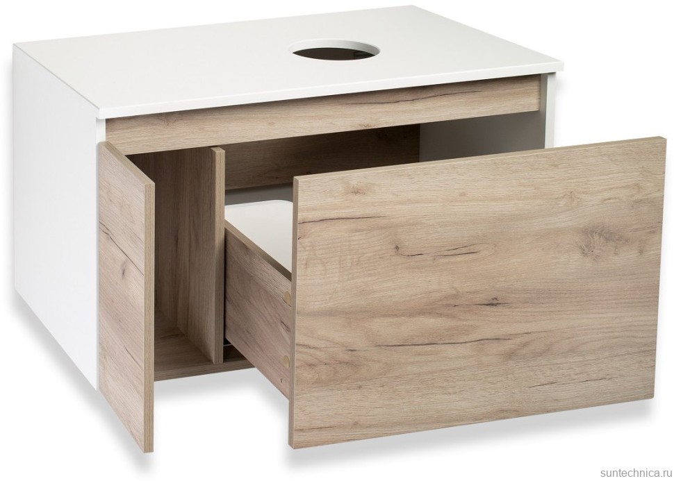 Тумба с раковиной Runo Бари 80 крафтовый дуб, раковина Tre 50