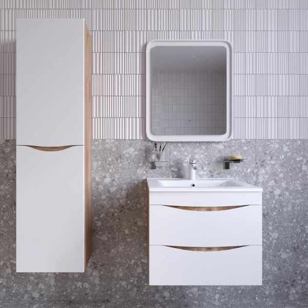 Мебель для ванной комнаты IDDIS Cloud 60 подвесная, белая, золотистый дуб