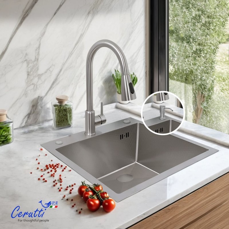 Мойка кухонная Ceruttispa 11255 nano embos, матовый хром