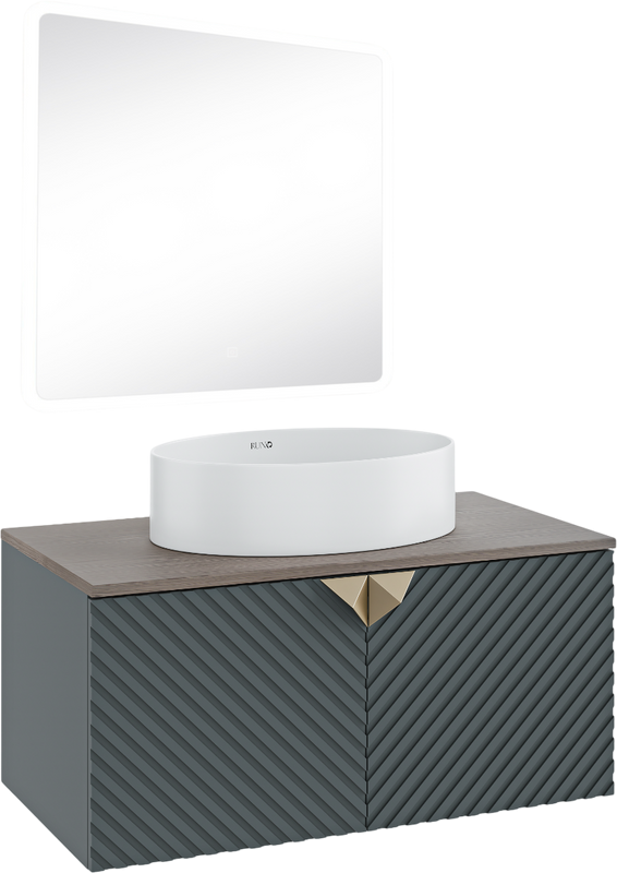 Мебель для ванной комнаты Runo Андорра 85 графит, дуб коньячный, раковина Ovale 50