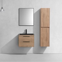 Тумба с раковиной Vincea Chiara 2D 60, 2 ящика, натуральный дуб, с черной раковиной