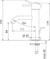 Смеситель для раковины Remer X Style Inox SSX10B с донным клапаном click-clack