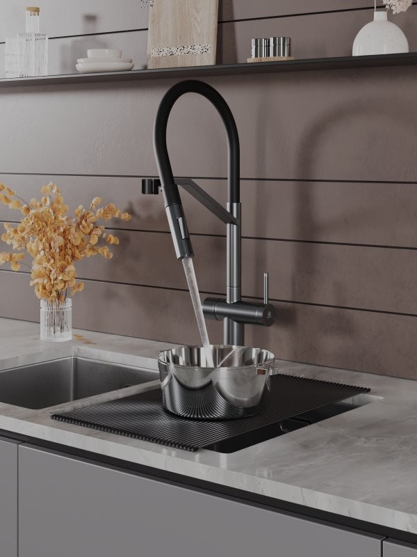 Смеситель для кухни Agger Elegant A3241455 с гибким изливом, оружейная сталь матовая