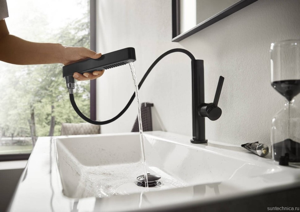 Смеситель для раковины Hansgrohe Finoris 230 76063670 матовый черный