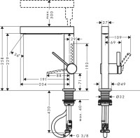Смеситель для раковины Hansgrohe Finoris 230 76063670 матовый черный