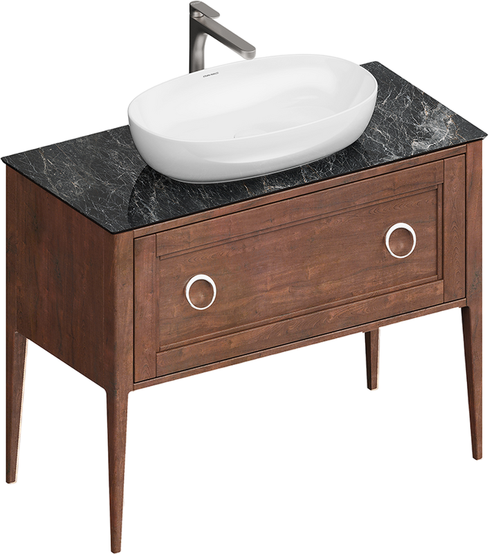 Тумба с раковиной KERAMA MARAZZI Plaza Classic Neo 100 напольная, орех, с раковиной Plaza PLR.wb.60