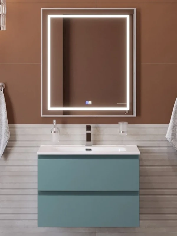 Мебель для ванной комнаты BelBagno Kraft 70 подвесная, матовая голубая, раковина bb700etl
