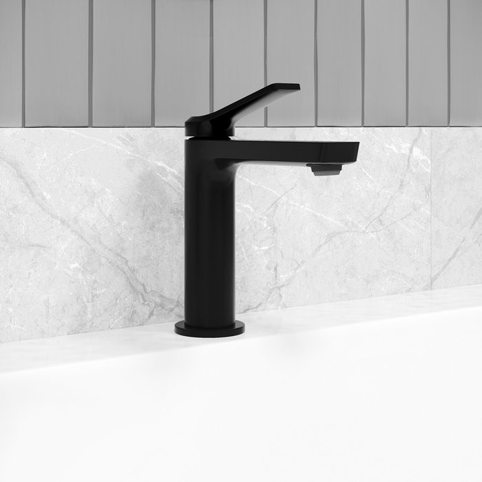 Смеситель для раковины IDDIS PARBL00i01K с донным клапаном, черный матовый