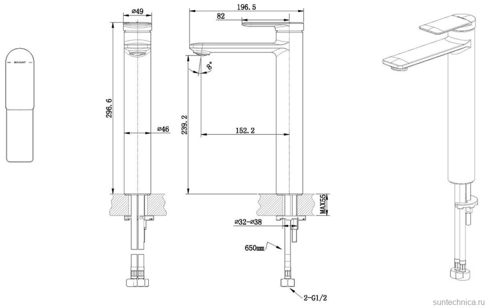 Смеситель для раковины Bravat Eddie Black F1369402BW-A9-ENG черный
