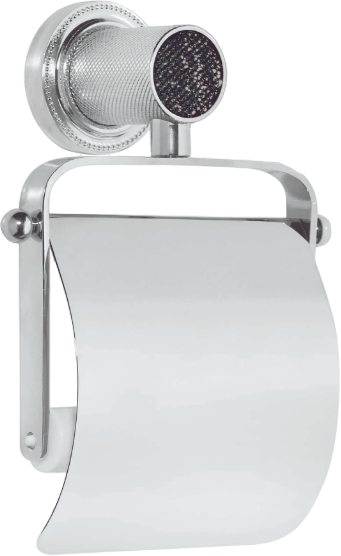 Держатель туалетной бумаги Boheme Royal Cristal black с крышкой, хром