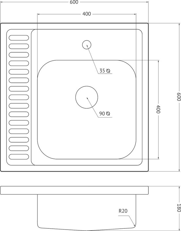 Мойка кухонная Emar Steel T6060RQ R