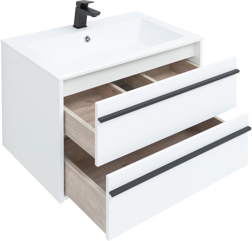 Тумба с раковиной Aquanet Lino 70 белый матовый