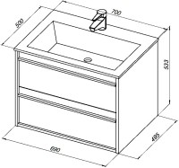 Тумба с раковиной Aquanet Lino 70 белый матовый
