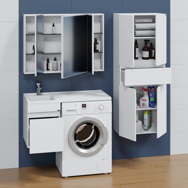 Мебель для ванной комнаты СаНта Марс 38 L 1 ящик, подвесная, для стиральной машины