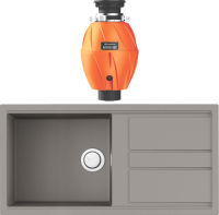 Комплект Мойка Omoikiri Kitagawa 100 leningrad grey + Измельчитель Nagare 500