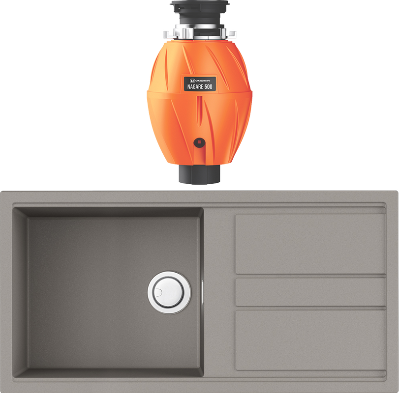 Комплект Мойка Omoikiri Kitagawa 100 leningrad grey + Измельчитель Nagare 500