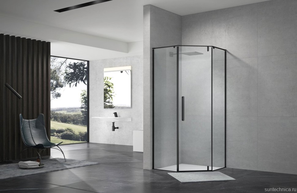 Душевой уголок Terminus Альба 04 4EW100х100B 100х100, черный