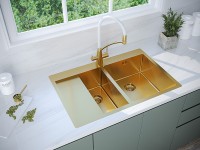 Комплект Мойка Paulmark Kroner PM227851-BGR брашированное золото R + Измельчитель Intenso