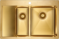 Комплект Мойка Paulmark Kroner PM227851-BGR брашированное золото R + Измельчитель Intenso