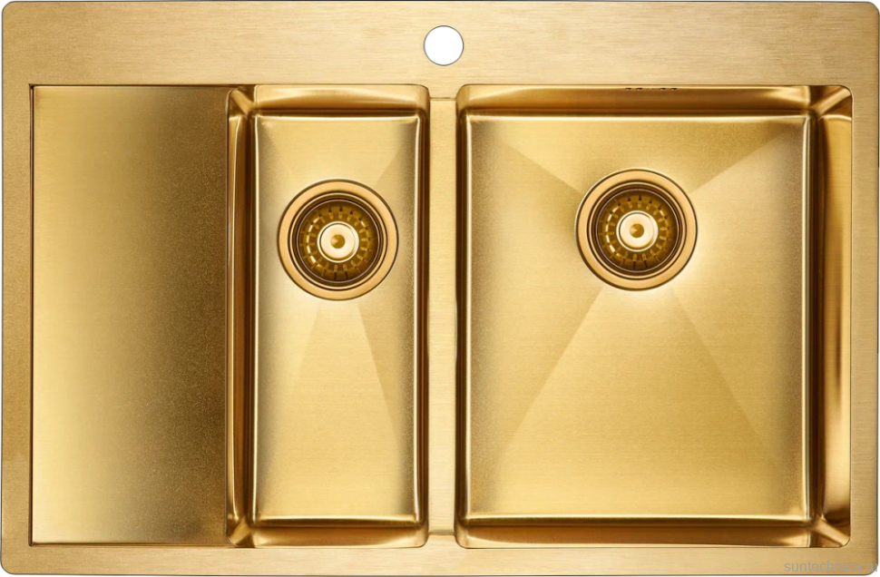 Комплект Мойка Paulmark Kroner PM227851-BGR брашированное золото R + Измельчитель Intenso