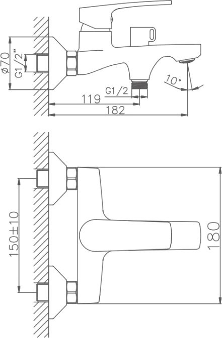 Смеситель для ванны с душем Haiba HB60587