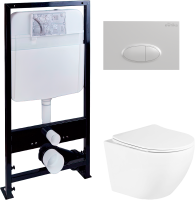 Комплект Унитаз подвесной BelBagno Uno + Инсталляция EWRIKA ProLT 0026-2020 + Кнопка 0052 белая