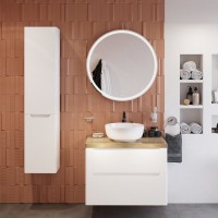 Тумба с раковиной STWORKI Берген 80 белая со светлой столешницей, Moduo 40 RING