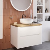 Тумба с раковиной STWORKI Берген 80 белая со светлой столешницей, Moduo 40 RING