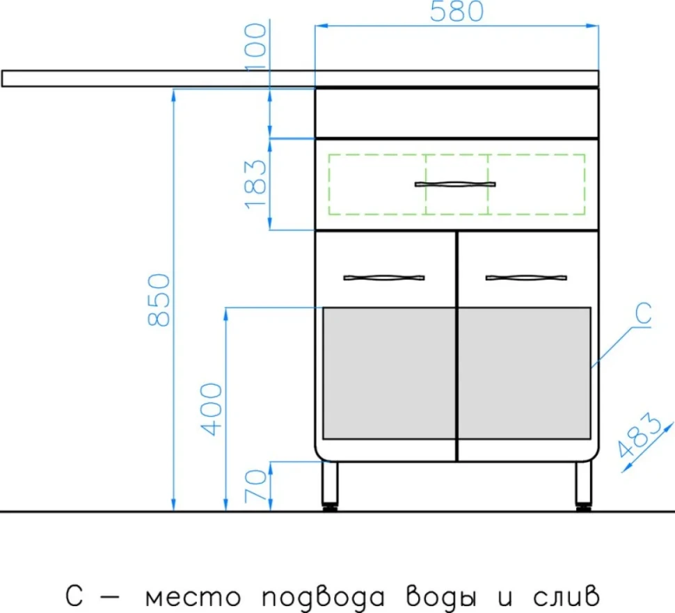 Тумба с раковиной Style Line Валеро Люкс Plus, белая L