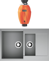 Комплект Мойка Omoikiri Daisen 78-2-GR leningrad grey + Измельчитель Nagare 750