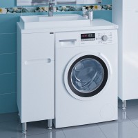 Тумба с раковиной СаНта Лондон 29 L напольная, 2 ящика, для стиральной машины