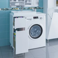Тумба с раковиной СаНта Лондон 29 L напольная, 2 ящика, для стиральной машины