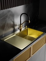 Мойка кухонная РМС MRK-7851G R c дозатором, нержавеющая сталь, золото