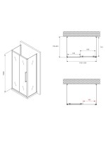 Душевой уголок Abber Schwarzer Diamant AG30120BMH-S80BM-S80BM 120х80 см, профиль матовый черный, стекло матовое