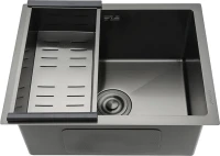 Мойка кухонная Gappo GS5040-6 с коландером, графит