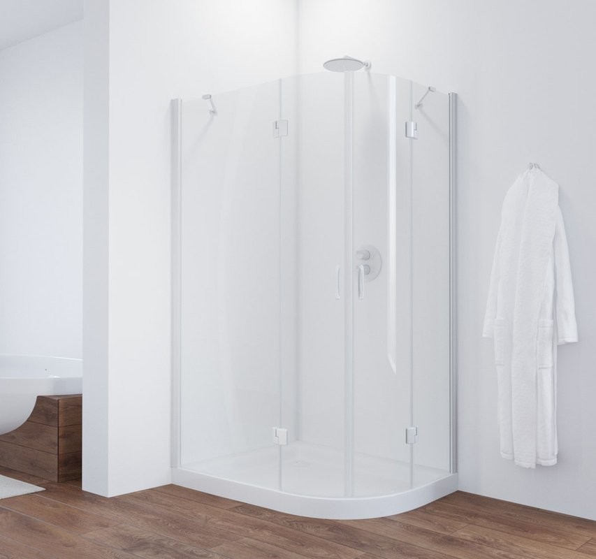 Душевой уголок Vegas Glass AFS-F 110*100 01 01 L профиль белый, стекло прозрачное