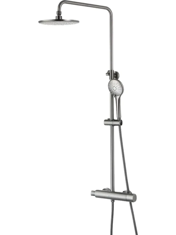 Душевая стойка Lemark Bronx LM3770GM c термостатом, графит