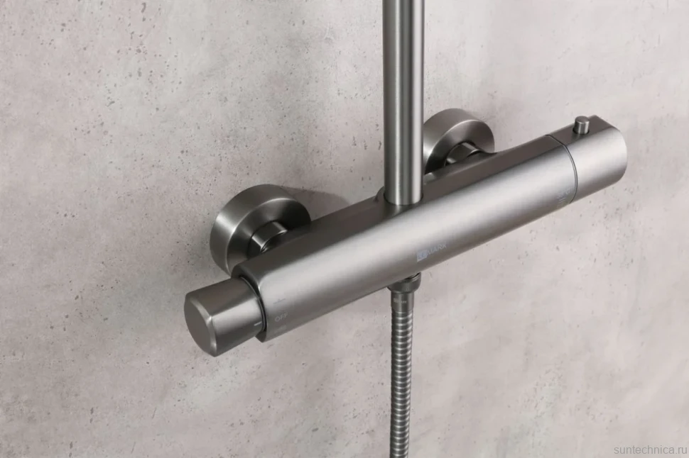 Душевая стойка Lemark Bronx LM3770GM c термостатом, графит