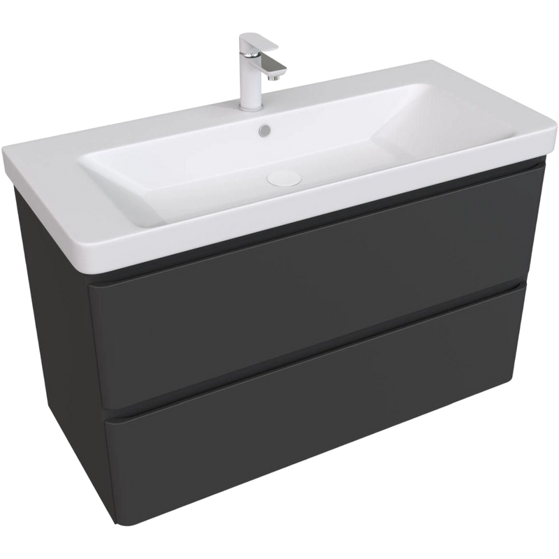 Тумба под раковину без столешницы Aquanet Эмбер 105 черная матовая
