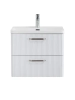 Тумба с раковиной BelBagno Due 60 ручки матовый атласный никель, bianco lucido