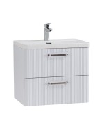 Тумба с раковиной BelBagno Due 60 ручки матовый атласный никель, bianco lucido