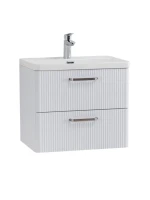 Тумба с раковиной BelBagno Due 60 ручки матовый атласный никель, bianco lucido