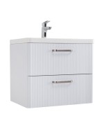 Тумба с раковиной BelBagno Due 60 ручки матовый атласный никель, bianco lucido